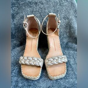 Women’s Dolce Vita Milton Gold Metallic Braided Espadrille Wedge Sandals Sz 7.5